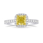 Fancy Yellow Cushion Diamond Carriage Halo Ring