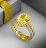 Fancy Light Yellow Oval Diamond Wedding Ring Set