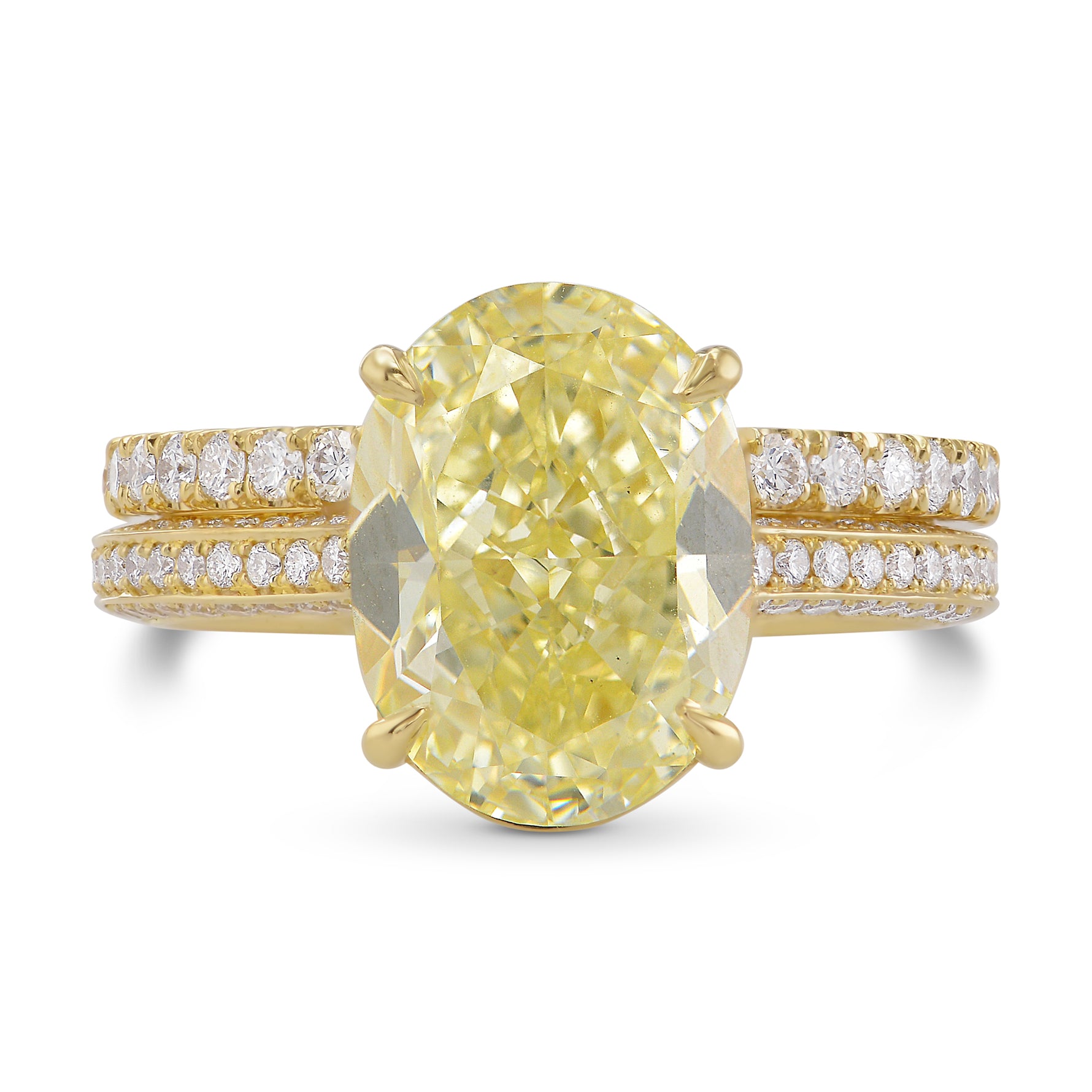 Fancy Light Yellow Oval Diamond Wedding Ring Set