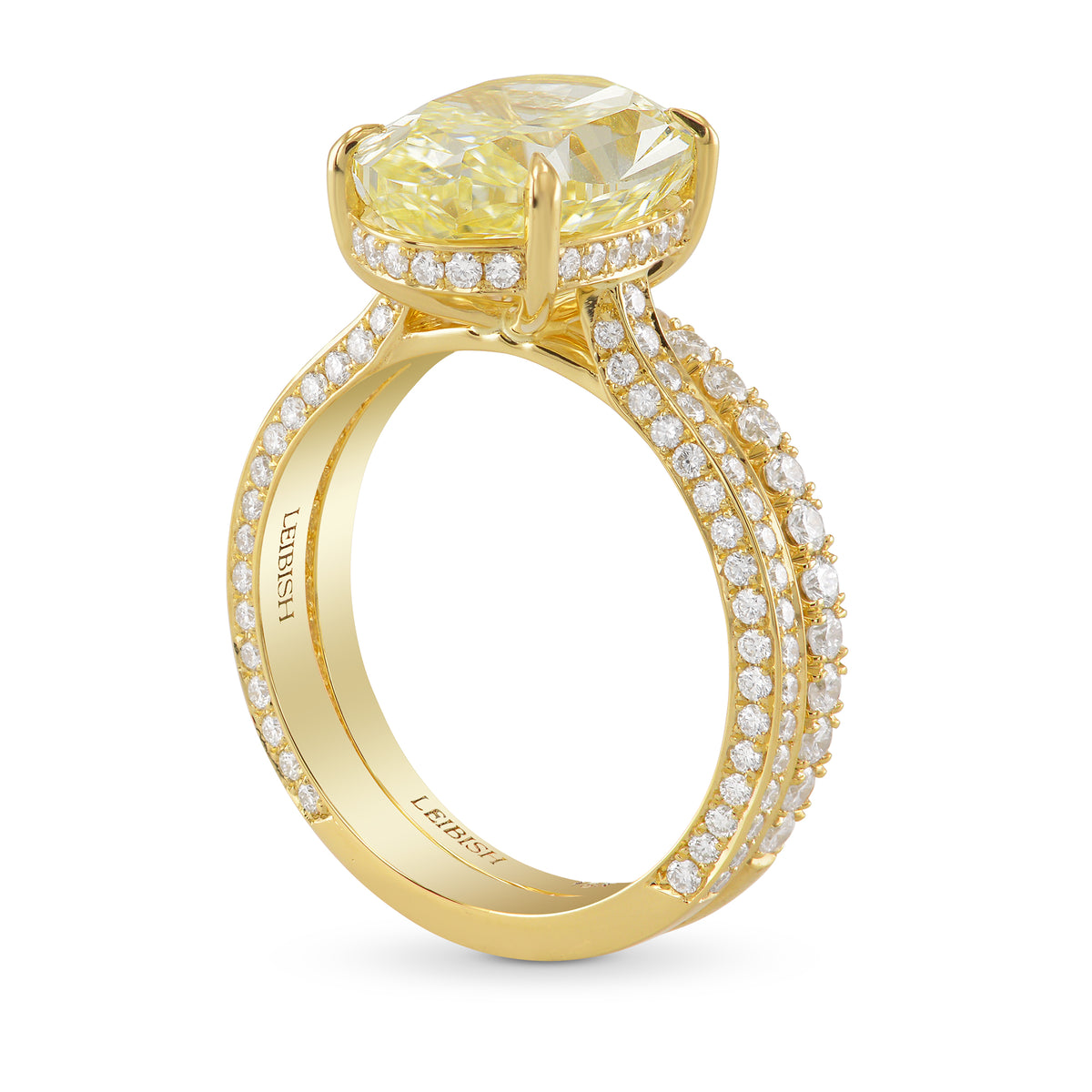 Fancy Light Yellow Oval Diamond Wedding Ring Set