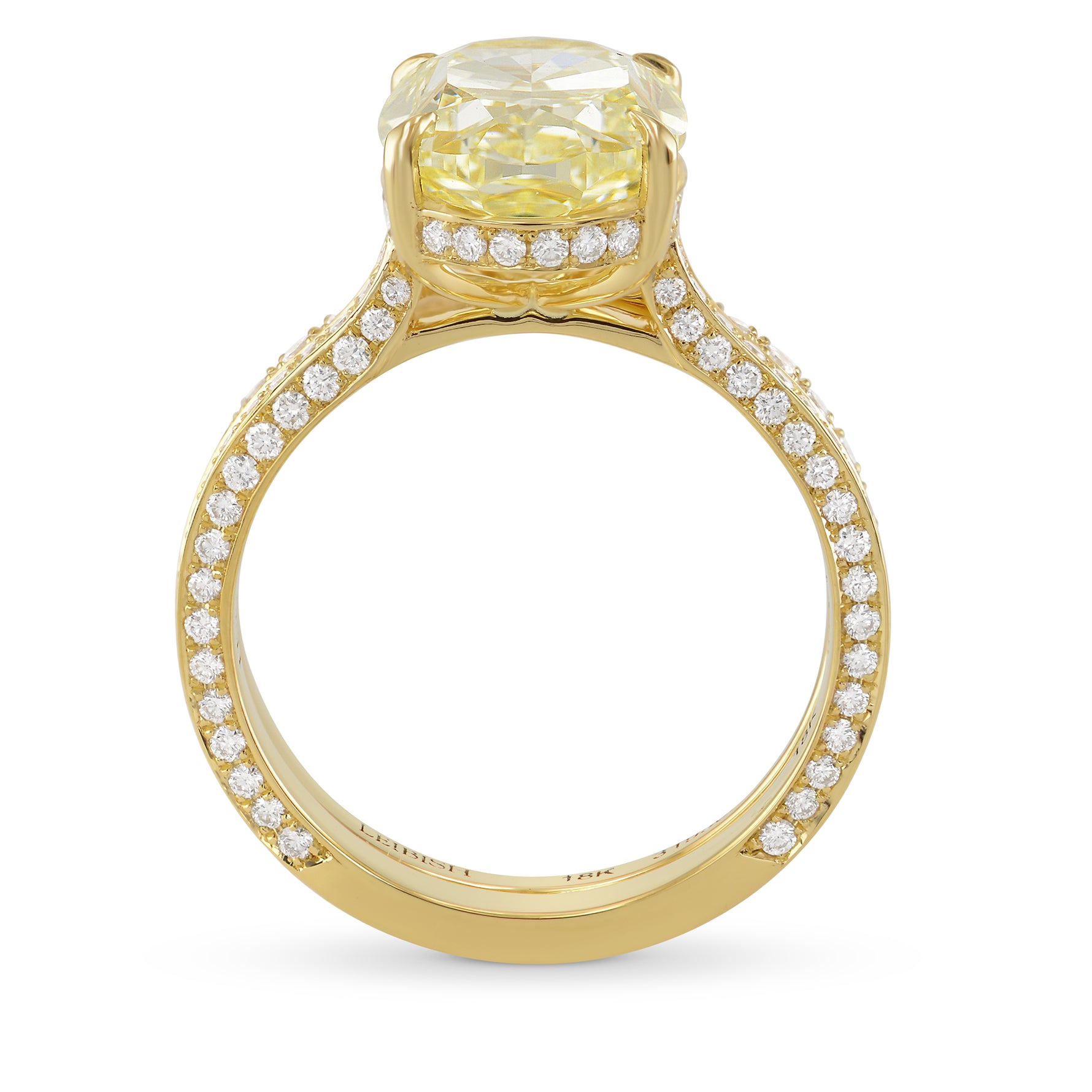 Fancy Light Yellow Oval Diamond Wedding Ring Set