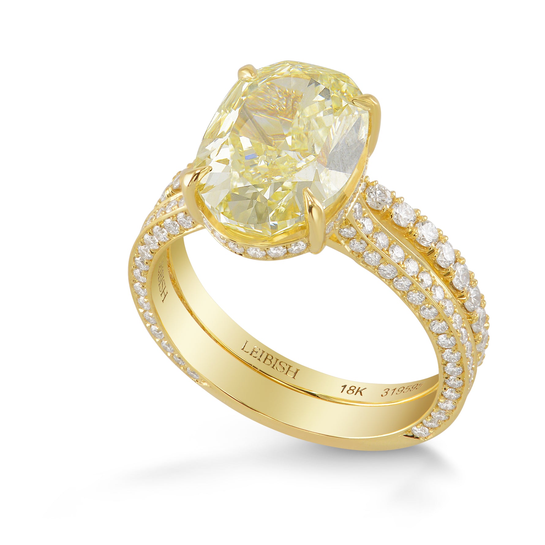 Fancy Light Yellow Oval Diamond Wedding Ring Set