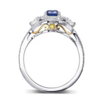 Oval and Half-Moon Diamond Double Halo Ring - 2