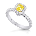 Fancy Intense Yellow Radiant, Queens Halo Diamond Ring