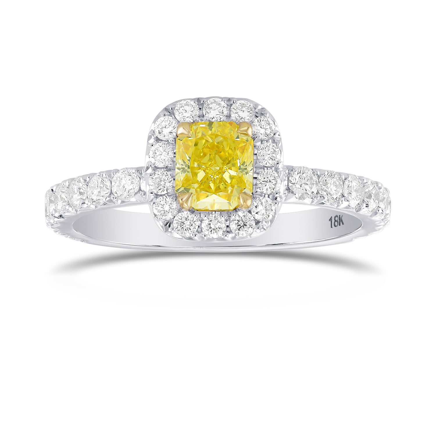 Fancy Intense Yellow Radiant, Queens Halo Diamond Ring