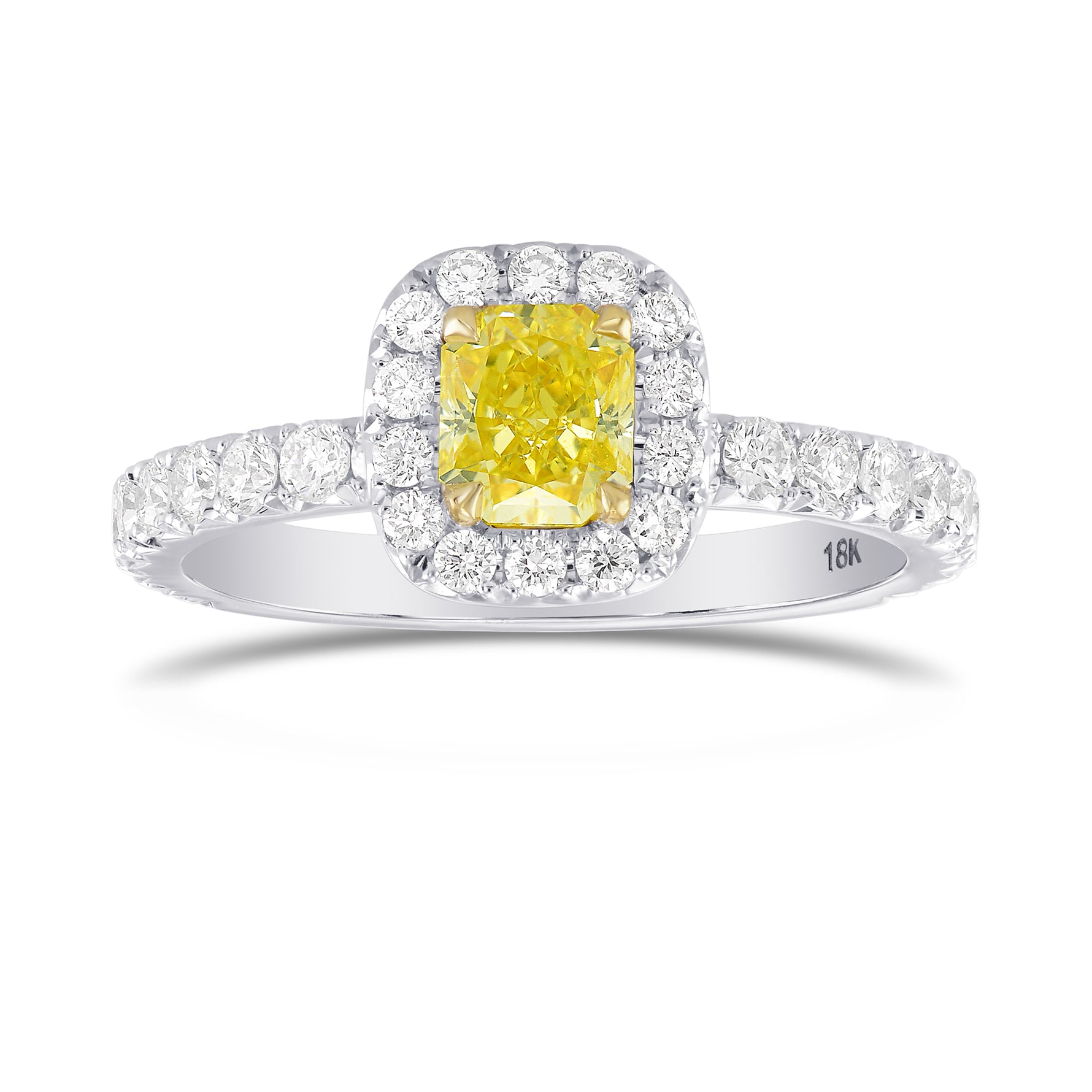 Fancy Intense Yellow Radiant, Queens Halo Diamond Ring
