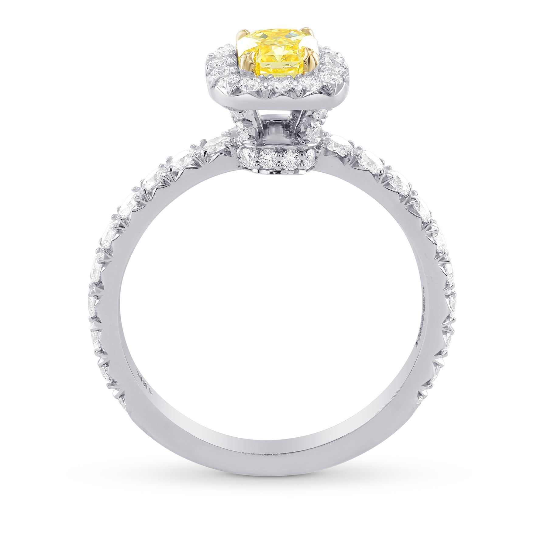 Fancy Intense Yellow Radiant, Queens Halo Diamond Ring