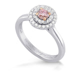 Fancy Intense Purplish Pink Round Diamond Double Halo Ring