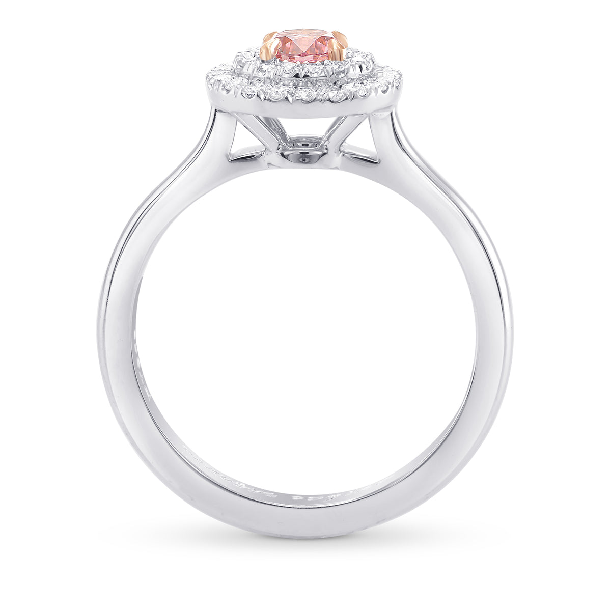 Fancy Intense Purplish Pink Round Diamond Double Halo Ring