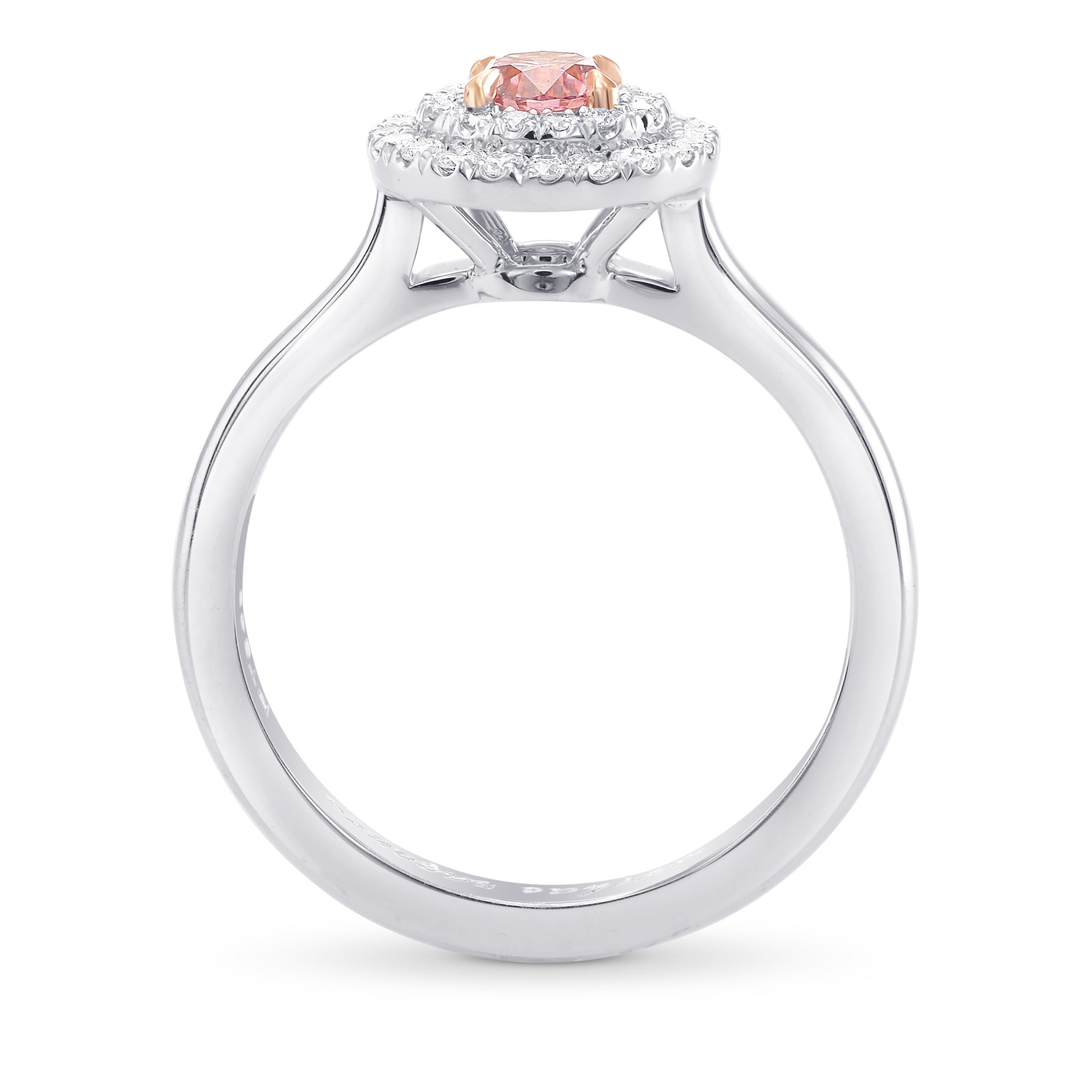 Fancy Intense Purplish Pink Round Diamond Double Halo Ring