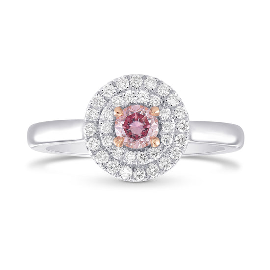Fancy Intense Purplish Pink Round Diamond Double Halo Ring