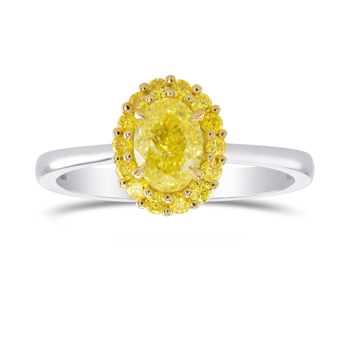 Fancy Intense Yellow Oval Halo Diamond Ring 