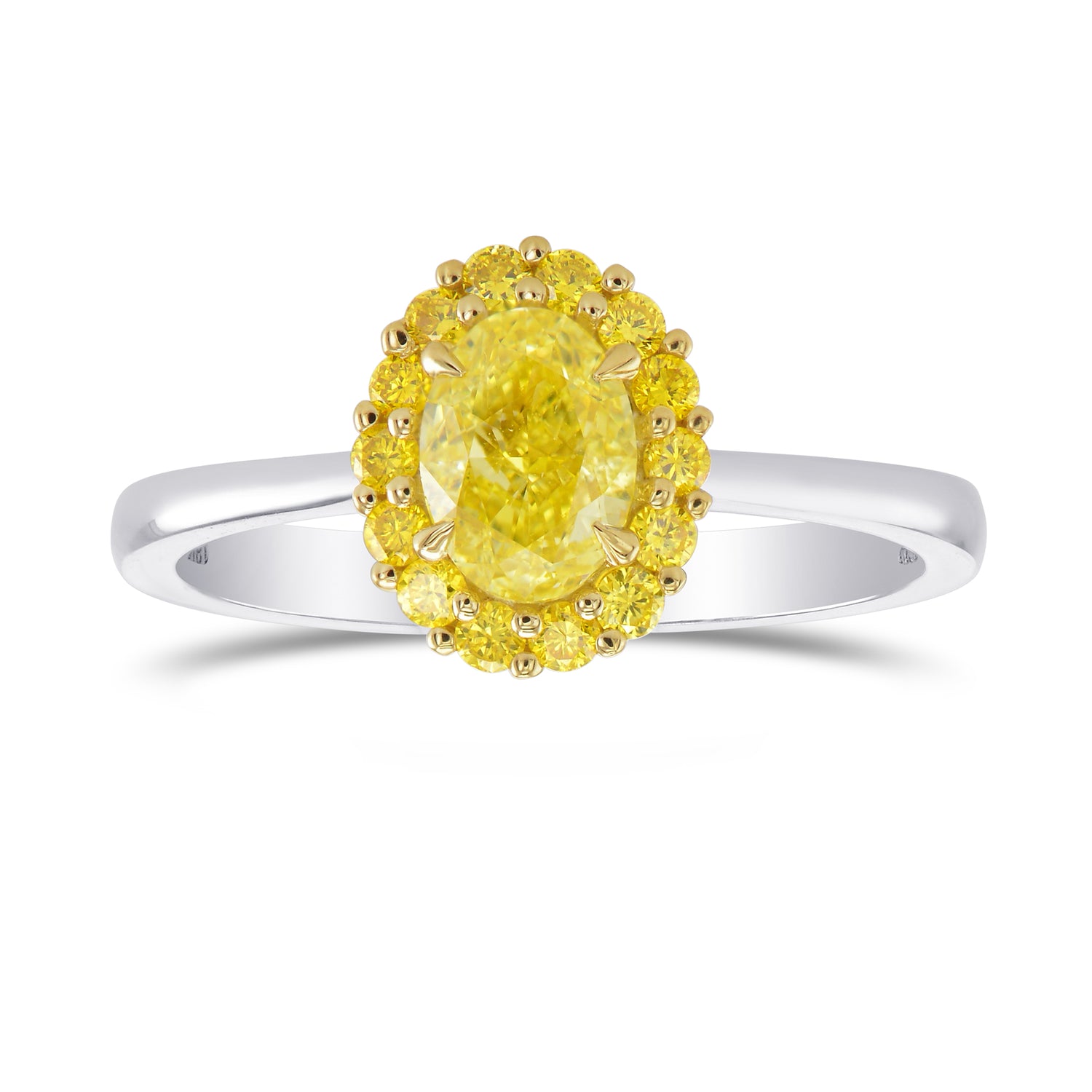 Fancy Intense Yellow Oval Halo Diamond Ring 