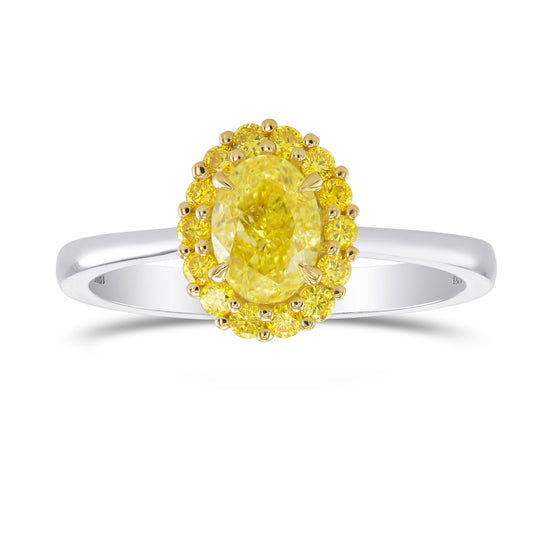 Fancy Intense Yellow Oval Halo Diamond Ring 