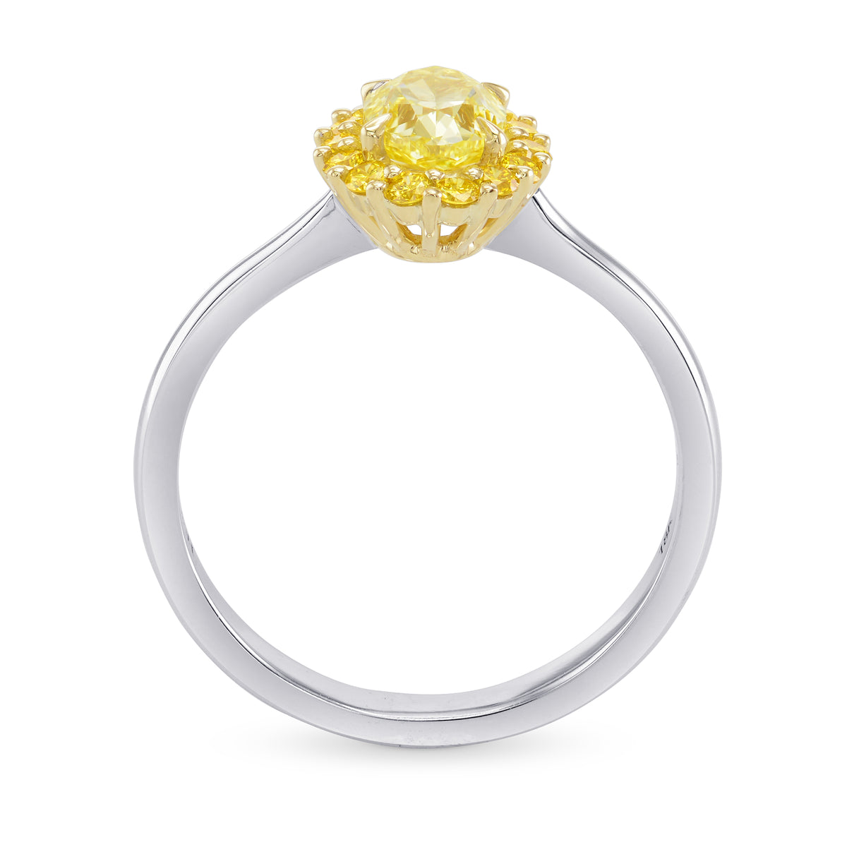 Fancy Intense Yellow Oval Halo Diamond Ring 