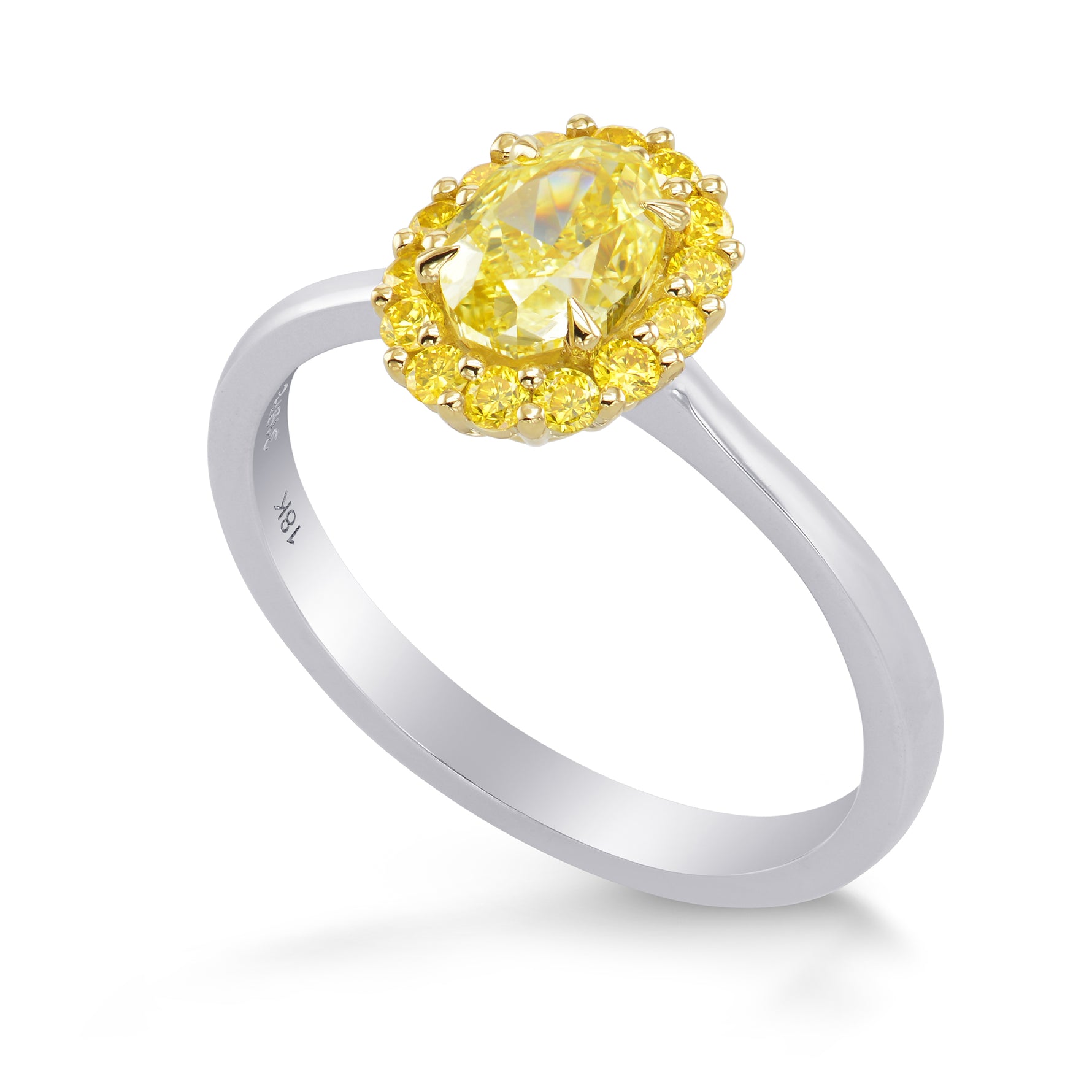 Fancy Intense Yellow Oval Halo Diamond Ring 