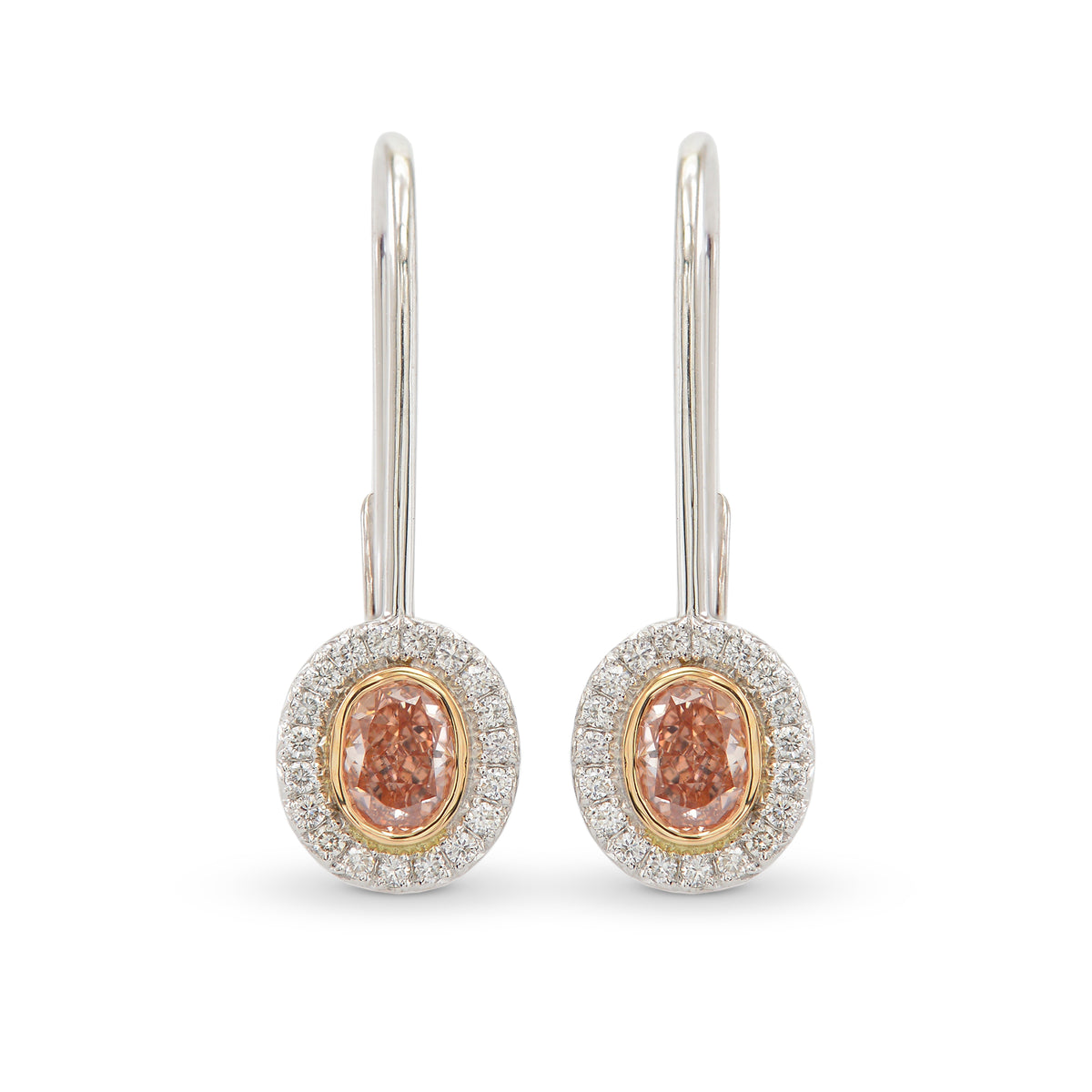 Petite Bezel Leaver Back Hoop Diamond Earring 