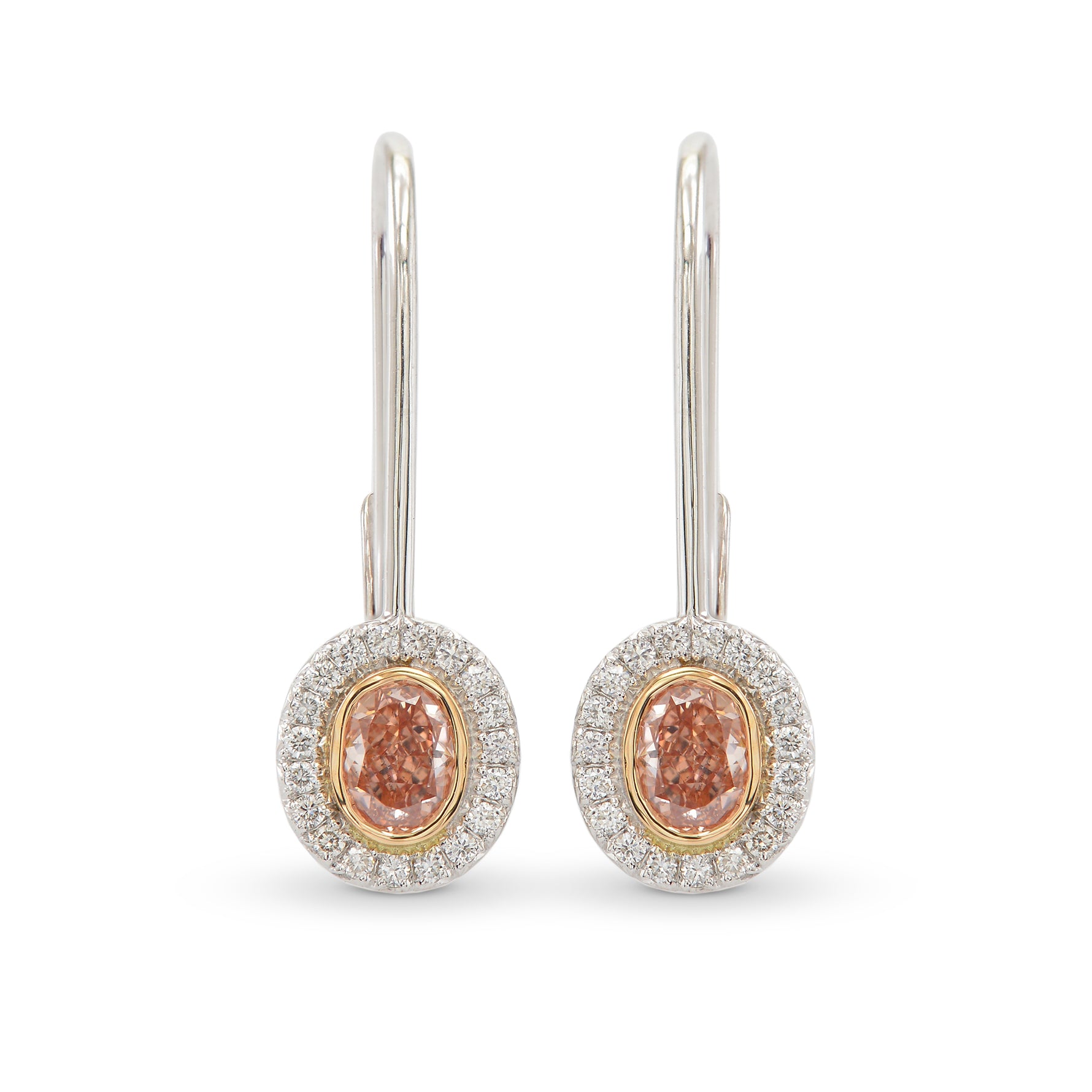Petite Bezel Leaver Back Hoop Diamond Earring 