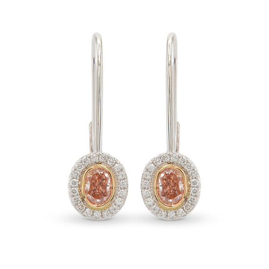 Petite Bezel Leaver Back Hoop Diamond Earring 