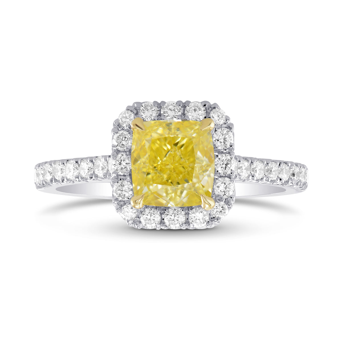 Fancy Yellow Cushion, Halo Diamond Ring
