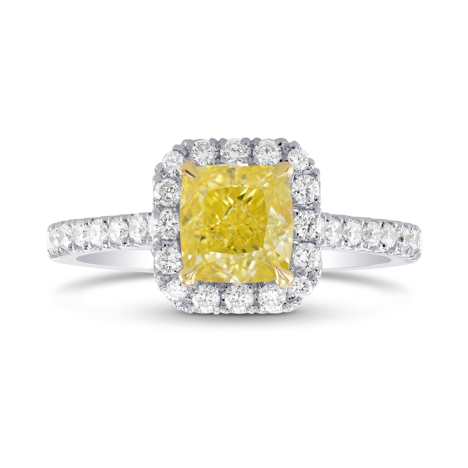 Fancy Yellow Cushion, Halo Diamond Ring