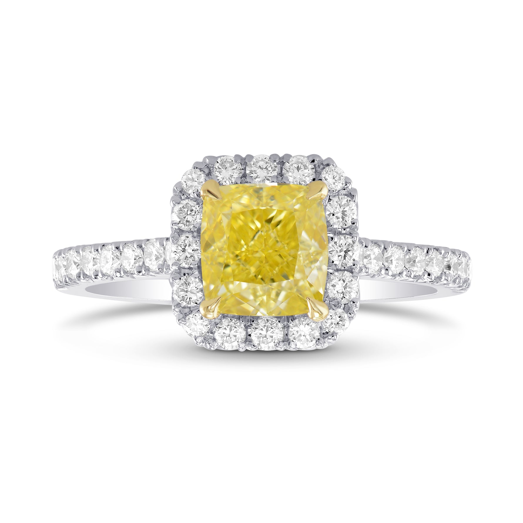 Fancy Yellow Cushion, Halo Diamond Ring