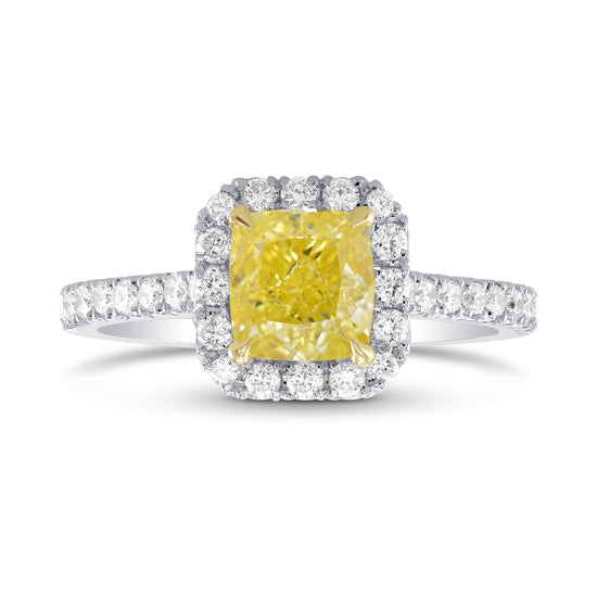 Fancy Yellow Cushion, Halo Diamond Ring