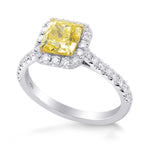 Fancy Yellow Cushion, Halo Diamond Ring