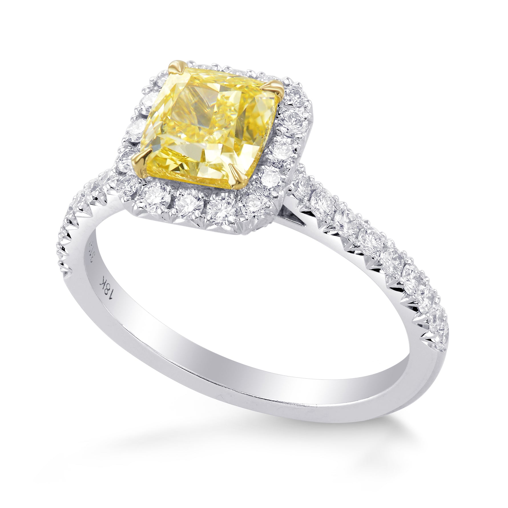 Fancy Yellow Cushion, Halo Diamond Ring