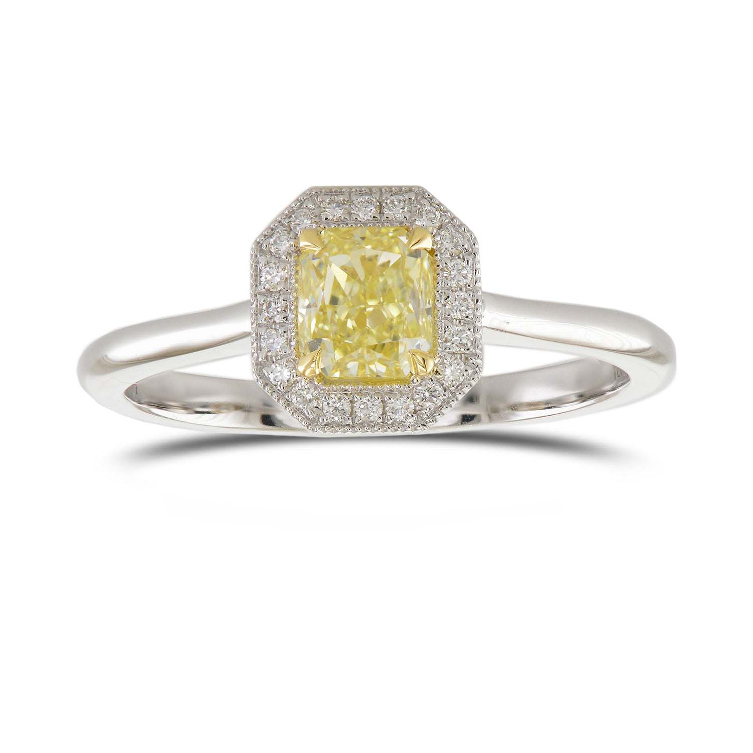 Fancy Yellow Radiant Halo Diamond Ring