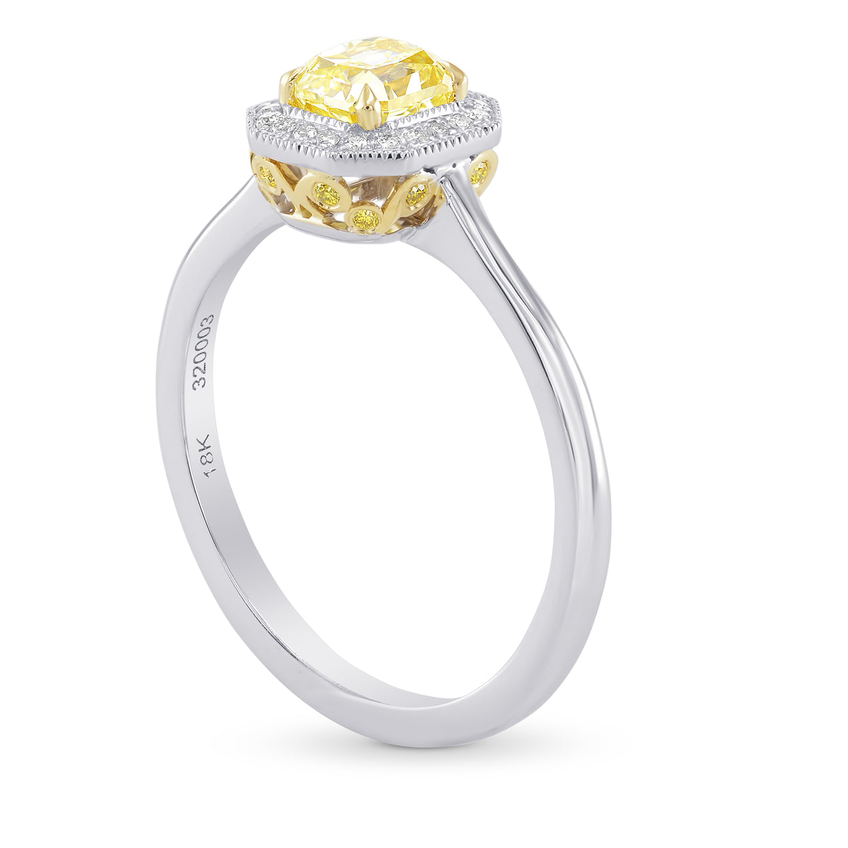 Fancy Yellow Radiant Halo Diamond Ring