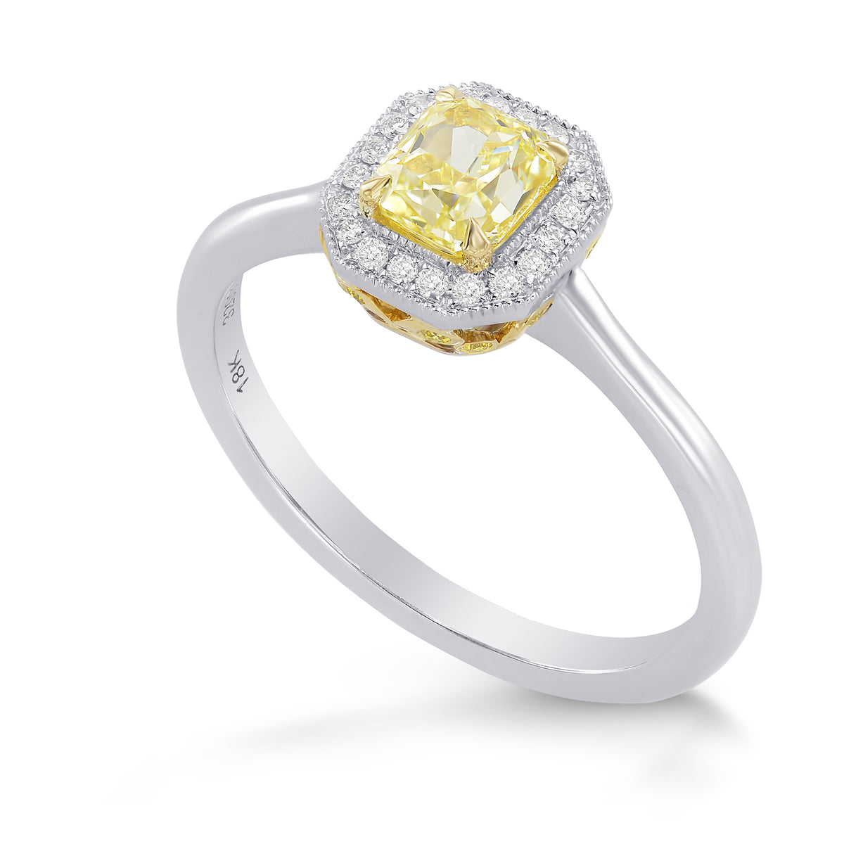 Fancy Yellow Radiant Halo Diamond Ring