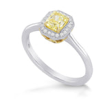Fancy Yellow Radiant Halo Diamond Ring