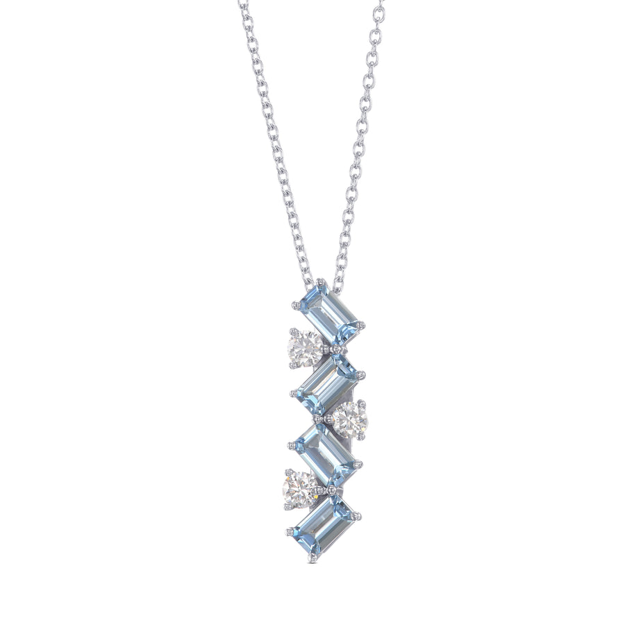 Aquamarine and Diamond Drop Pendant