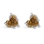 Fancy Yellowish Brown Heart Stud Earrings