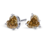 Fancy Yellowish Brown Heart Stud Earrings