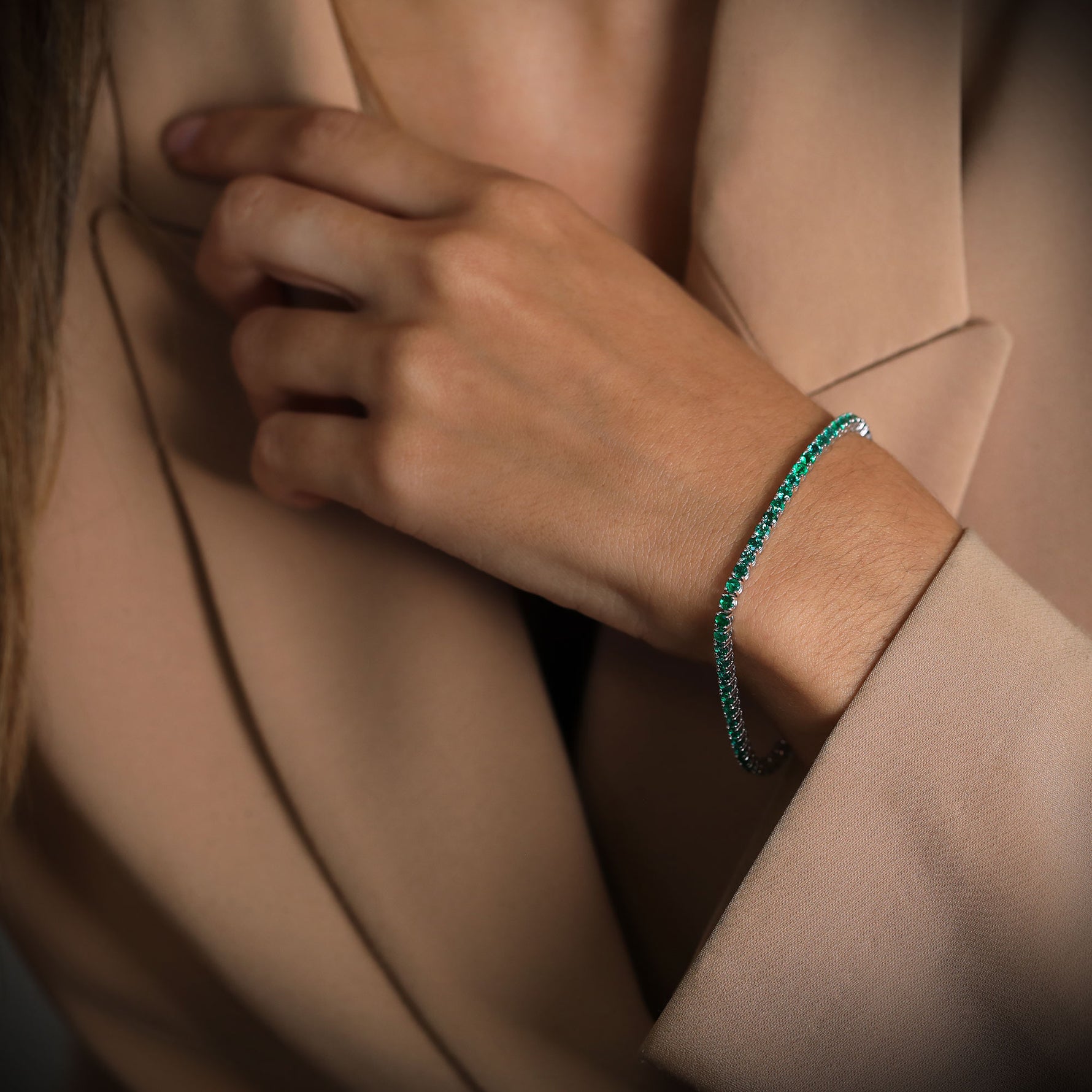 Green Emerald Tennis Bracelet. - 2