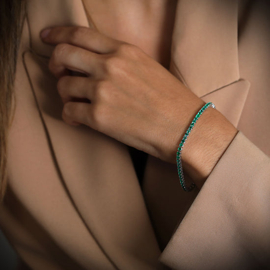 Green Emerald Tennis Bracelet. - 2