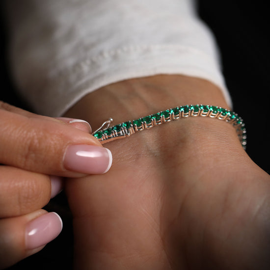 Green Emerald Tennis Bracelet. - 3