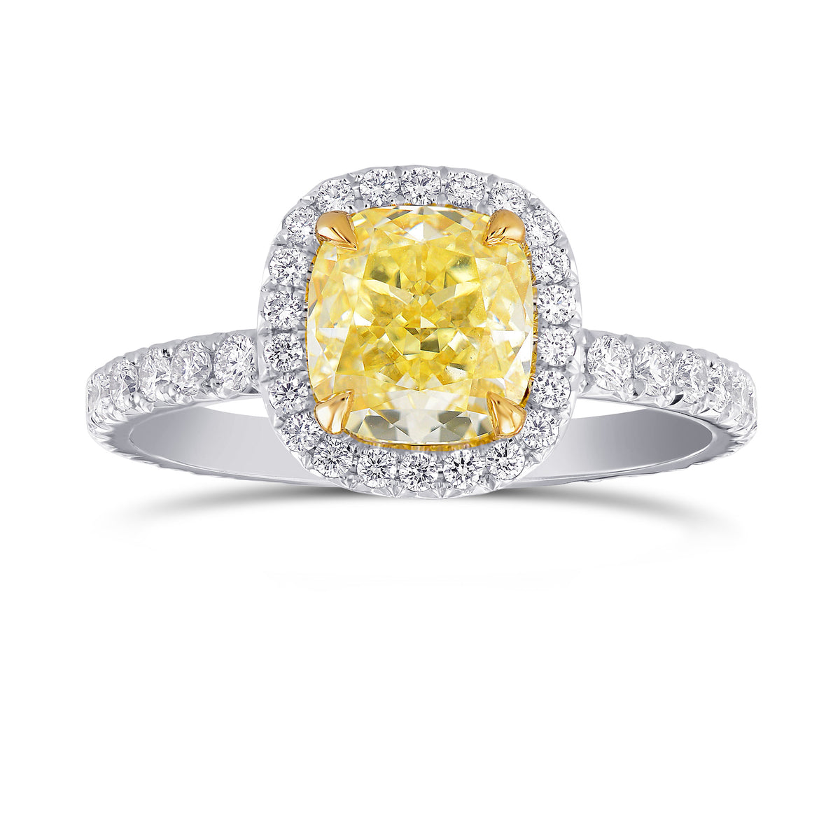 Fancy Yellow Cushion Diamond Halo Ring