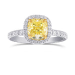 Fancy Yellow Cushion Diamond Halo Ring