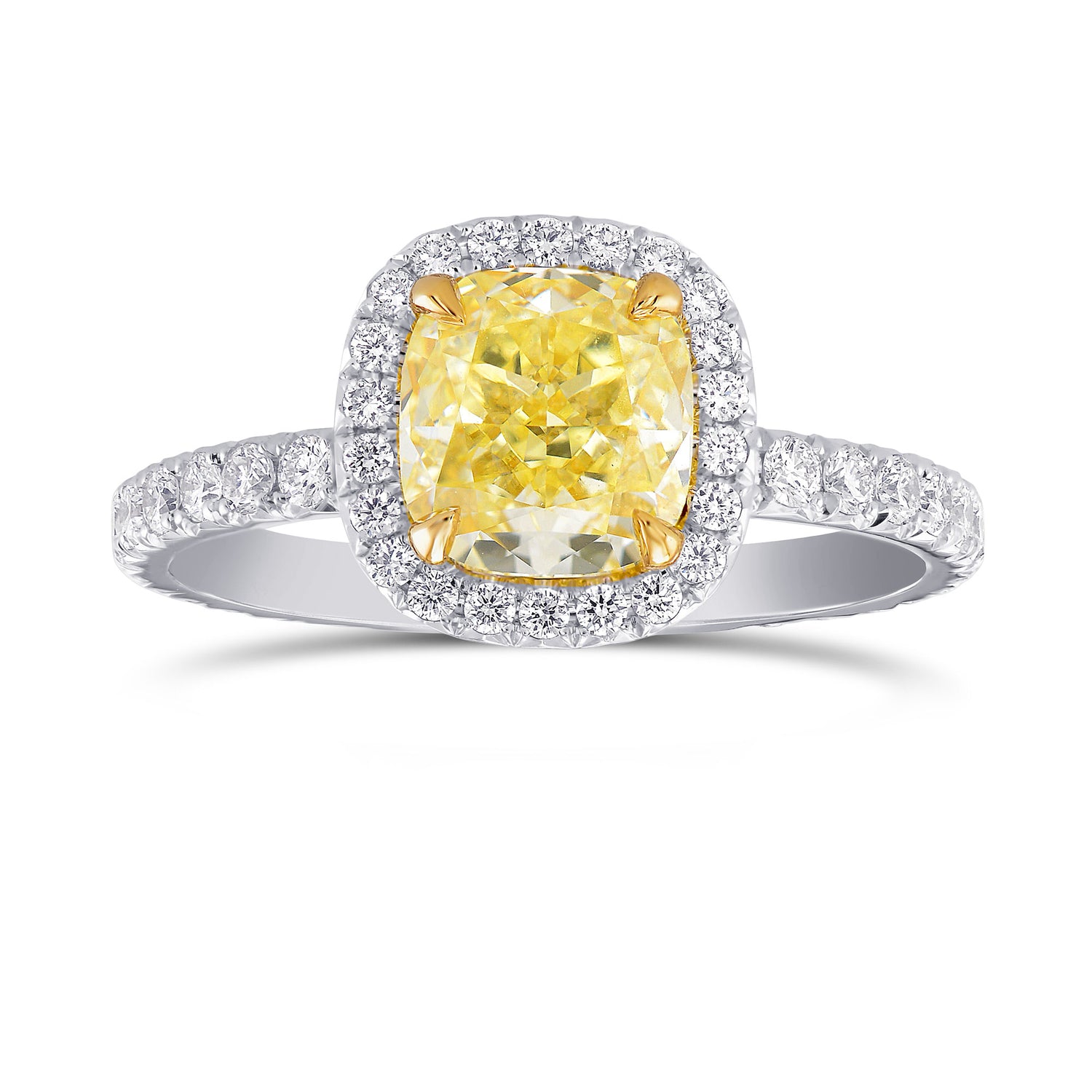 Fancy Yellow Cushion Diamond Halo Ring