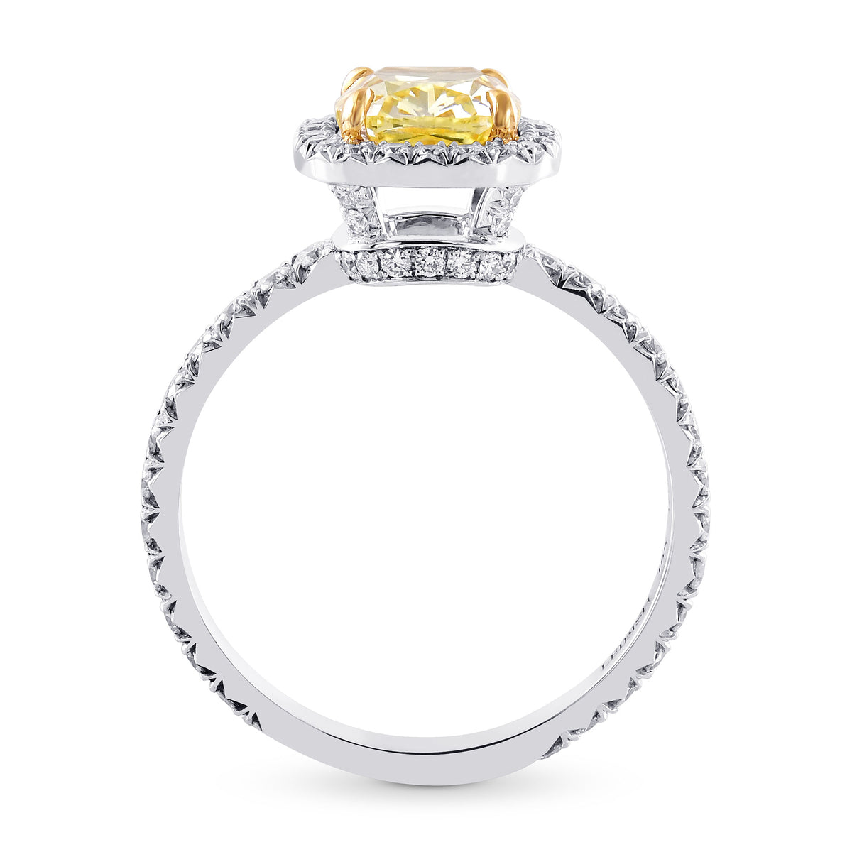 Fancy Yellow Cushion Diamond Halo Ring