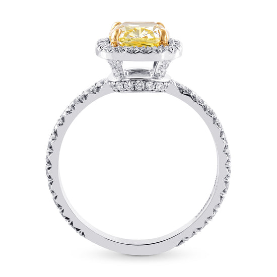 Fancy Yellow Cushion Diamond Halo Ring