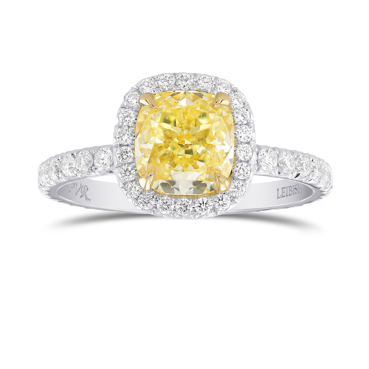 Fancy Yellow Cushion Diamond Halo Ring