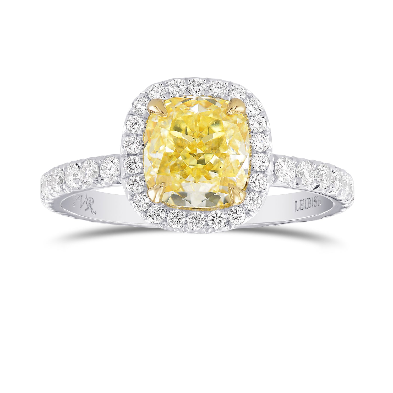 Fancy Yellow Cushion Diamond Halo Ring