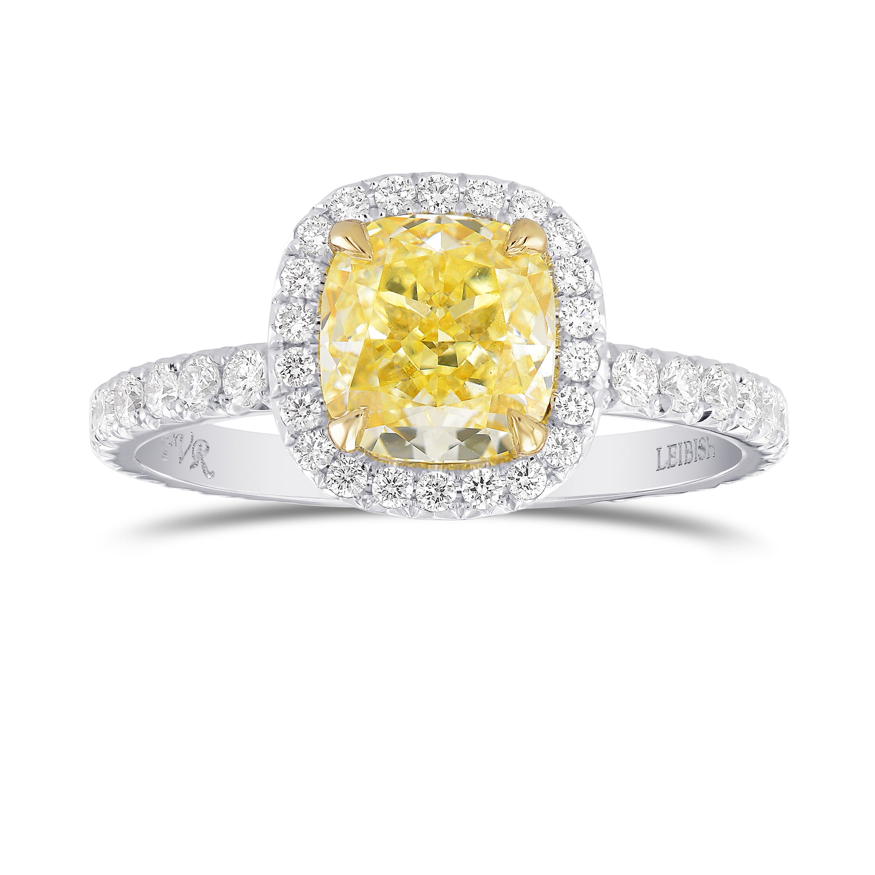 Fancy Yellow Cushion Diamond Halo Ring