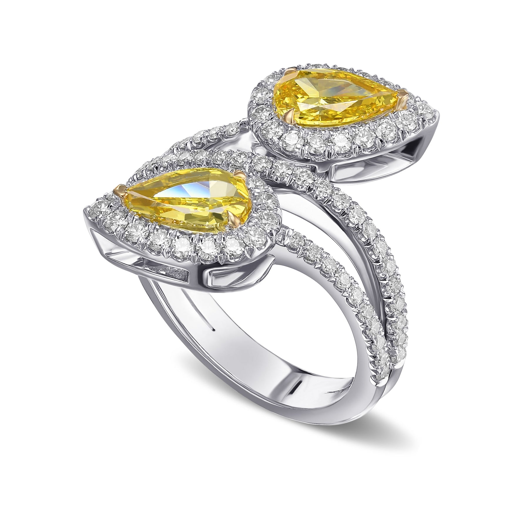 Two Stone Cross-over Halo Ring Setting - 3