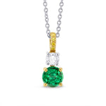  Green Emerald, Yellow and White Diamond Pendant