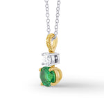  Green Emerald, Yellow and White Diamond Pendant